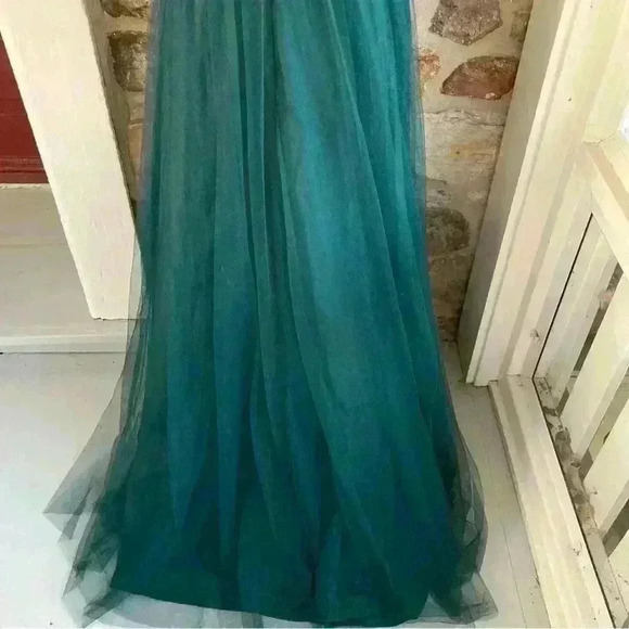 Revelry Cora Tulle v Neck Maxi Dress Classic Emerald 336 Womens 8 - Picture 11 of 16